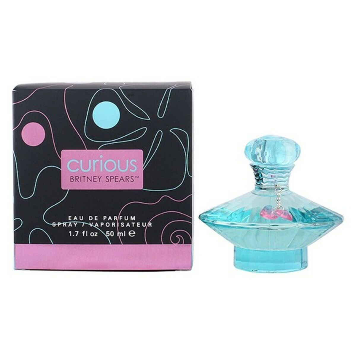 Women’s Britney Spears Curious EDP perfume bottle for women, bodycare product with a sleek design and floral fragrance.