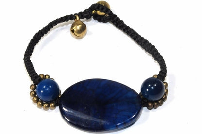 Blue Agate Slice and Round Bracelets by Silver Hestia featuring polished stones and a stylish beaded design.