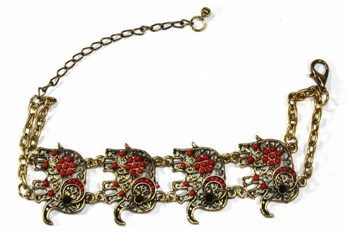 Colorful bead drop elephant bracelet by Silver Hestia featuring vibrant beads and a detailed elephant charm on a stretch cord.
