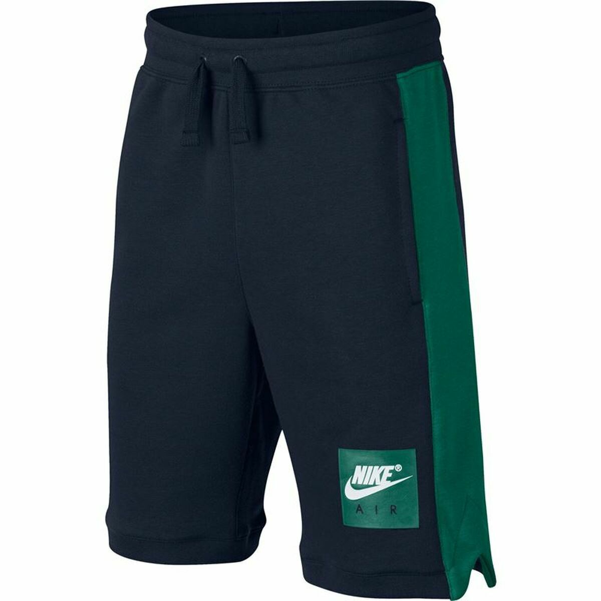 Black Nike children’s sports shorts with elastic waistband, suitable for outdoor activities and active play.
