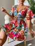 Printed surplice short sleeve mini dress by Ruby Styx, stylish women&