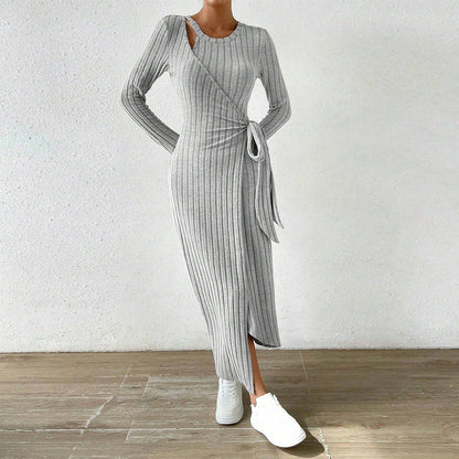 European and Egyptian solid sleeve long dress by Jade Iapetus, featuring a flowing design and elegant long sleeves.