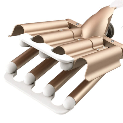 Maroon Asteria professional 7 barrel 13mm ceramic curling iron for creating waves and curls in hair.