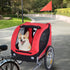 Red PawHut foldable pet bike trailer with mesh windows and sturdy frame, designed for dogs and cats to travel comfortably.