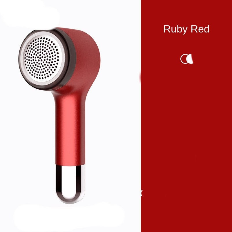 Maroon Asteria Hair Ball Trimmer with USB charging, compact home improvement tool for removing lint and fuzz from clothing.