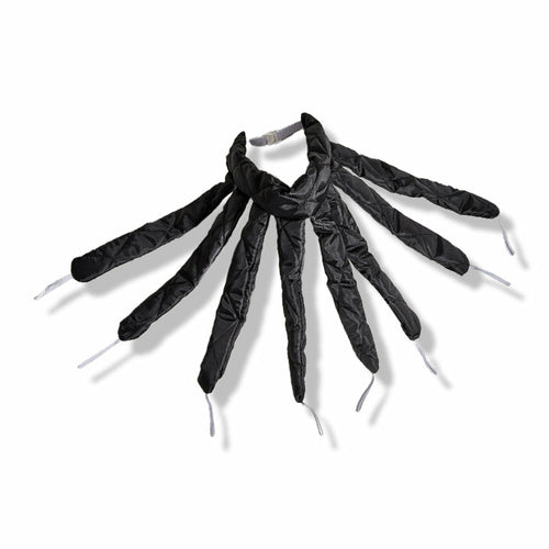 Maroon Asteria heatless hair curlers with ribbon headband for gentle, natural curls in a haircare styling image