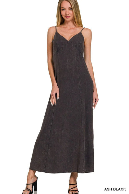 Mineral washed rayon challis cami dress by Jade Icarus, featuring a lightweight, flowy fabric with a relaxed fit.