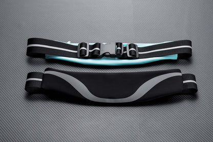 Black Lavender water-resistant sport waist pack with reflective strip, ideal for running and outdoor activities.
