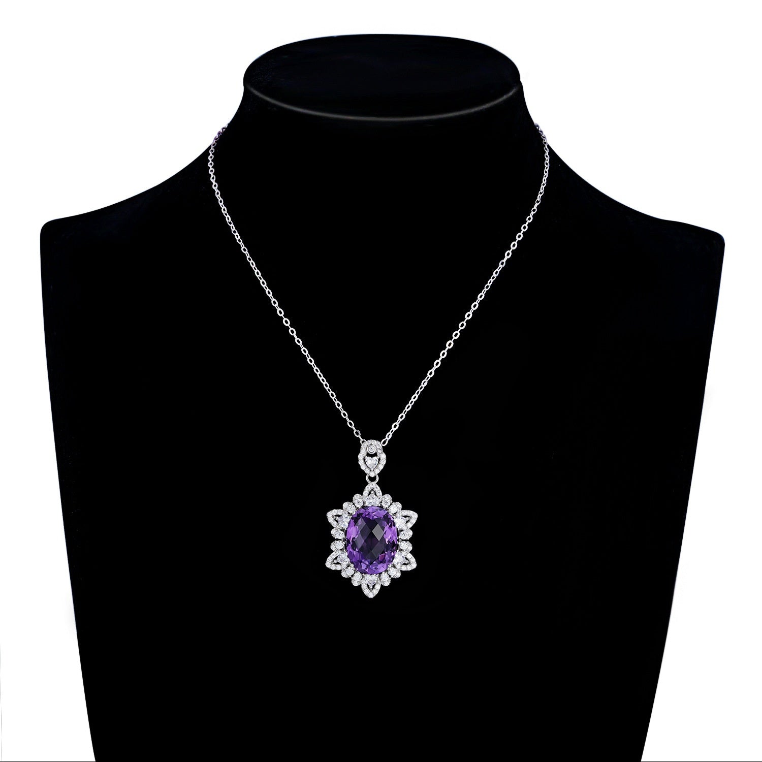 Carmine Juneberry LuxeJewels Amélys Clarity Pendant necklace featuring a sparkling clear gemstone on a delicate chain