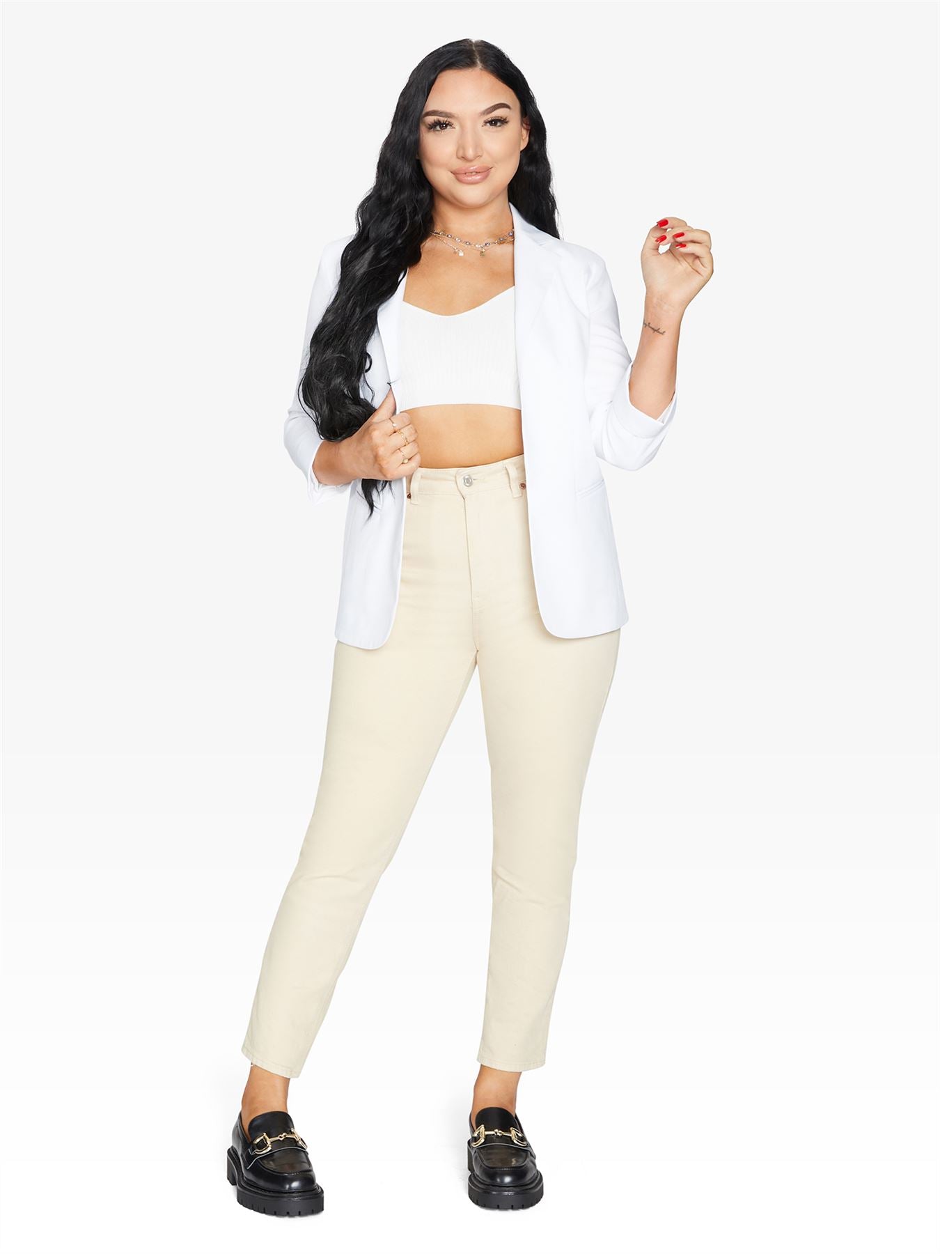 Rose Eleusis Edge To Edge Blazer, stylish tailored jacket with a sleek fit, shown on a neutral background.