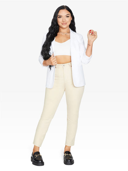 Rose Eleusis Edge To Edge Blazer, stylish tailored jacket with a sleek fit, shown on a neutral background.