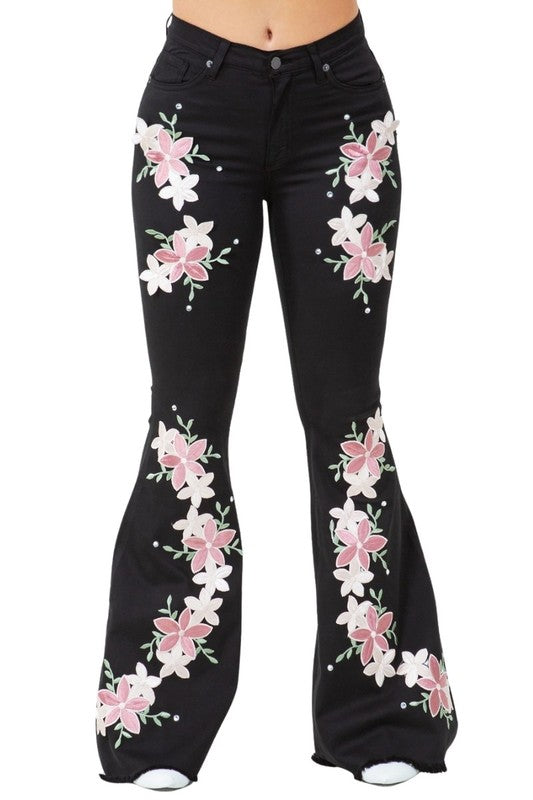 Jade Icarus Angela Bell Bottom Jean with 30-inch inseam, featuring classic denim style and flared leg design.