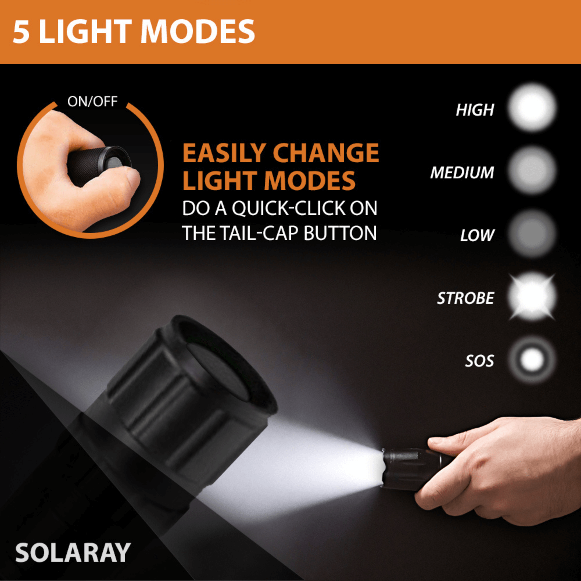 Black Lavender Solaray ZX-1XL 18650 LED tactical flashlight kit for camping with multiple light settings and durable design.
