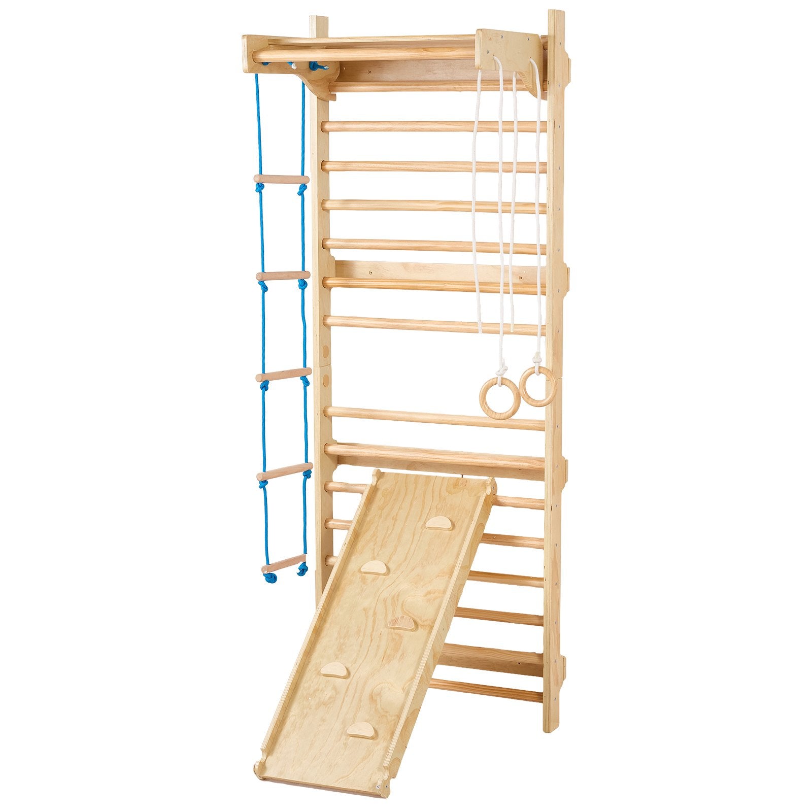 Pear Daisy Swedish Ladder Wall Gym, a 5-in-1 wooden indoor climbing toy for home play and exercise.