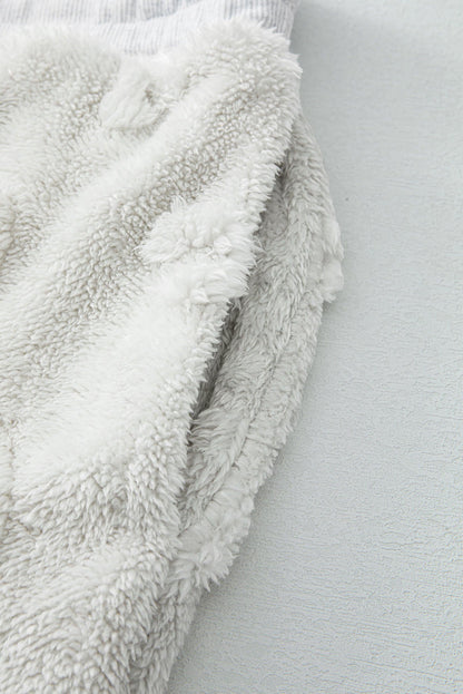 Light grey leopard textured fleece lounge set by Carmine Juneberry, loose fit with cozy, stylish design for comfortable lounging.