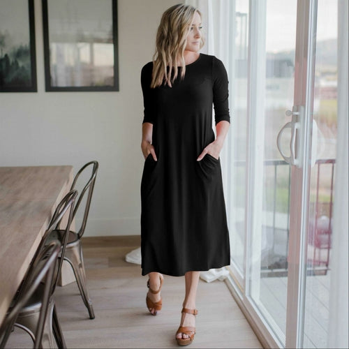 Pink Bearberry mid-length boxy dress with side pockets, women&