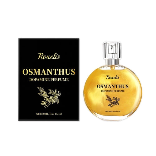 Carmine Juneberry Osmanthus Gilding perfume spray for body, featuring a sleek bottle with elegant gold accents and light floral scent