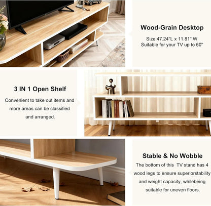 Walnut Finish 65 Inch TV Stand With Storage Cabinet Solutions
