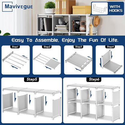 White 12-cube storage organizer shelf by Peach Maple, ideal for books and closet organization.