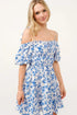 Off-shoulder bubble sleeve dress by Jade Icarus featuring stylish design and fabric details in a fashion photograph.