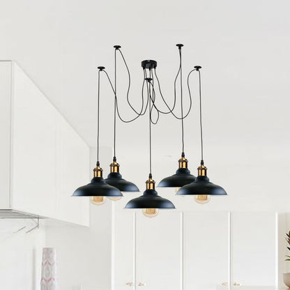 Sangria Angel Industrial Spider Adjustable Multi-Arm Pendant Light with five E27 bulbs, modern lighting fixture for interiors