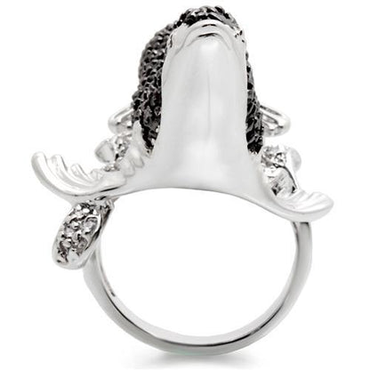 Rhodium and ruthenium brass ring by Turquoise Tiger with multi-colored AAA grade cubic zirconia gemstones.