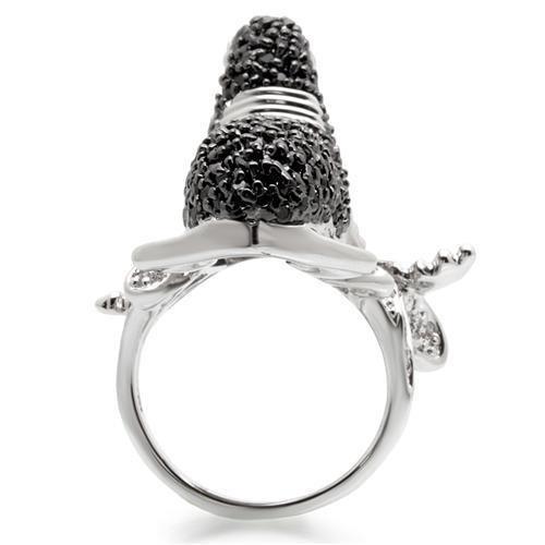 Turquoise Tiger 0W003 rhodium and ruthenium brass ring with AAA grade CZ stones, showcasing a multi-colored design and intricate craftsmanship.