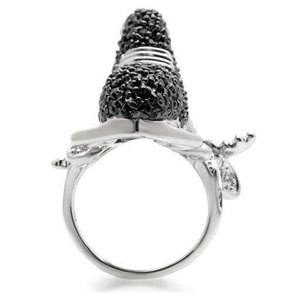 Turquoise Tiger 0W003 rhodium and ruthenium brass ring with AAA grade CZ stones, showcasing a multi-colored design and intricate craftsmanship.