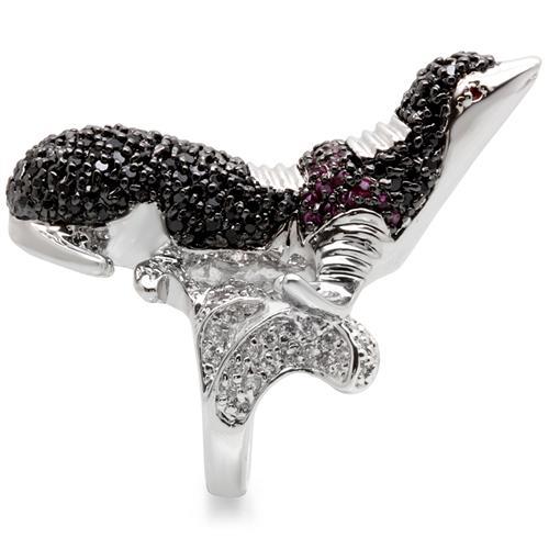 Turquoise Tiger Rhodium and Ruthenium Brass Ring with AAA Grade CZ, featuring multi-colored gemstones and intricate design.
