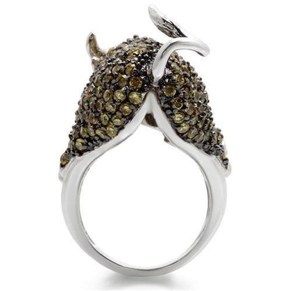 Rhodium and ruthenium brass ring with AAA grade cubic zirconia, multi-color jewelry from Turquoise Tiger.