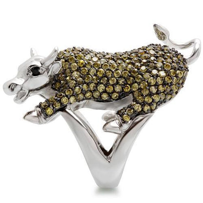 Rhodium and ruthenium brass ring with AAA grade cubic zirconia, multi-colored jewelry by Turquoise Tiger.