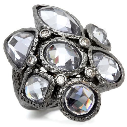 Turquoise Tiger Ruthenium Brass Ring with AAA Grade Light Amethyst CZ, featuring a sleek design and vibrant gemstone setting.