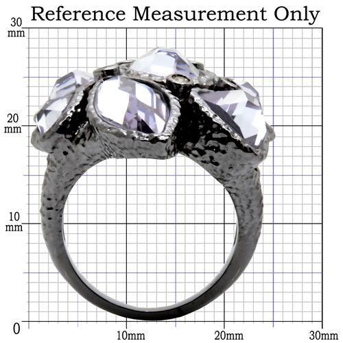 Turquoise Tiger ruthenium brass ring with AAA grade light amethyst cubic zirconia, elegant jewelry piece featuring a polished band.