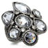 Turquoise Tiger 0W120 Ruthenium Brass Ring with AAA Grade Light Amethyst CZ gemstone, showcasing a detailed jewelry design