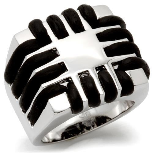 Rhodium brass ring with no stone, designed by Turquoise Tiger, showcasing a sleek and polished jewelry piece.