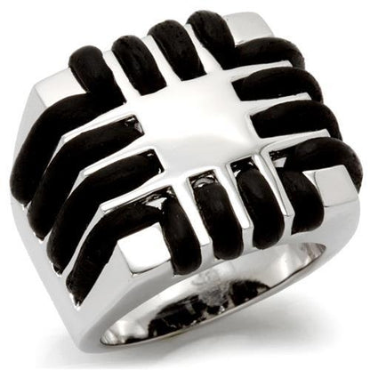 Rhodium brass ring with no stone, designed by Turquoise Tiger, showcasing a sleek and polished jewelry piece.