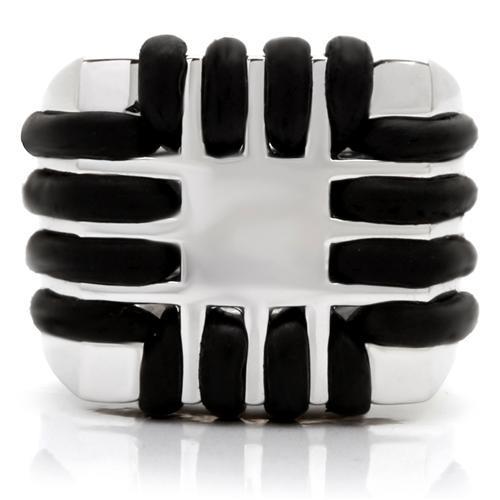 Rhodium brass ring from Turquoise Tiger jewelry collection, simple design with no stone, close-up view showing shiny finish.