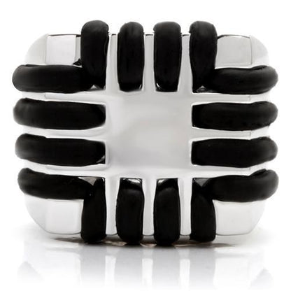 Rhodium brass ring from Turquoise Tiger jewelry collection, simple design with no stone, close-up view showing shiny finish.