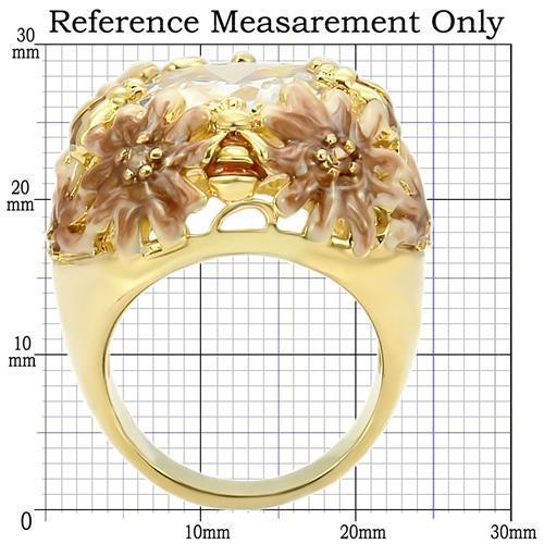 Turquoise Tiger 0W203 matte gold and gold brass ring with AAA grade clear CZ gemstone, elegant jewelry accessory.