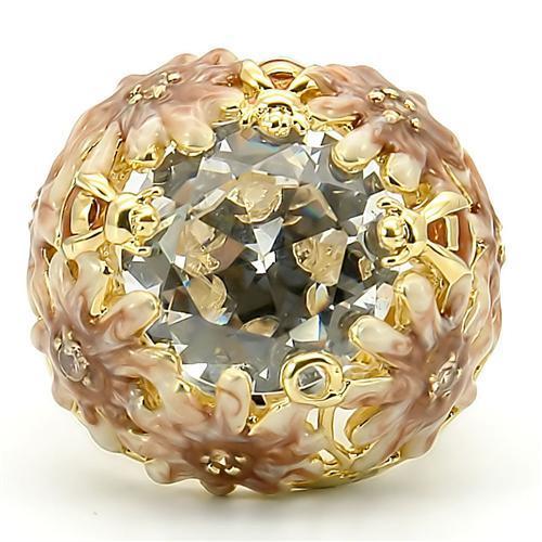 Turquoise Tiger 0W203 matte gold and gold brass ring featuring AAA grade clear CZ gemstone, elegant and stylish jewelry piece.