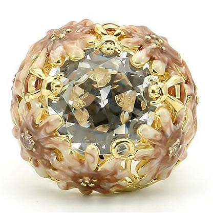 Turquoise Tiger 0W203 matte gold and gold brass ring featuring AAA grade clear CZ gemstone, elegant and stylish jewelry piece.