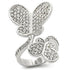 Rhodium brass ring with AAA grade clear CZ, featuring a sleek design from Turquoise Tiger jewelry collection.