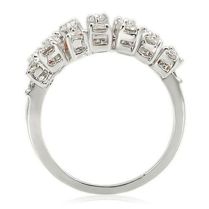 Rhodium brass ring with AAA grade clear CZ stone from Turquoise Tiger, showcasing a polished band and sparkling gemstone.