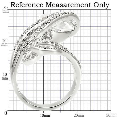 Rhodium brass ring by Turquoise Tiger featuring AAA grade clear CZ gemstone, elegant jewelry design.