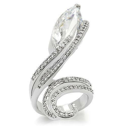 Rhodium brass ring by Turquoise Tiger featuring AAA grade clear cubic zirconia gemstones and intricate band design.