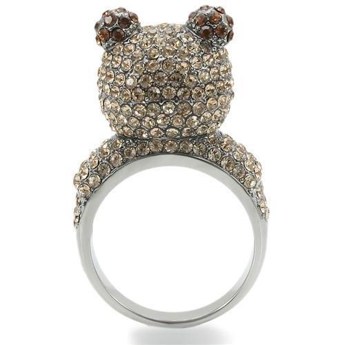 Turquoise Tiger 0W279 Ruthenium Brass Ring featuring multi-color top-grade crystal, showcasing a stylish and vibrant jewelry design.