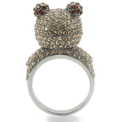 Turquoise Tiger 0W279 Ruthenium Brass Ring featuring multi-color top-grade crystal, showcasing a stylish and vibrant jewelry design.