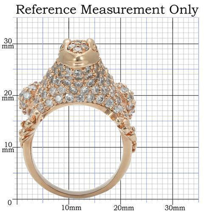 Turquoise Tiger 0W283 rose gold brass ring with AAA grade black jet cubic zirconia, showcasing a stylish jewelry design.