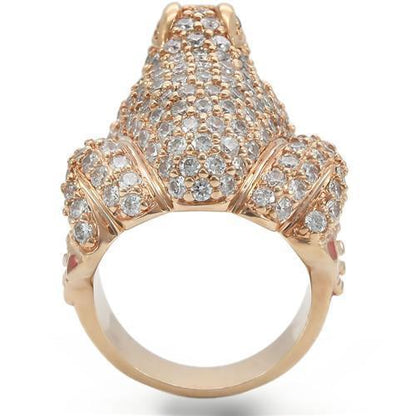 Turquoise Tiger 0W283 rose gold brass ring with AAA grade jet CZ, showcasing elegant jewelry design and sparkling gemstone accents.