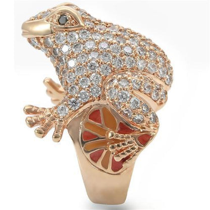 Rose gold brass ring with AAA grade jet CZ gemstone from Turquoise Tiger, showcasing a stylish jewelry piece.